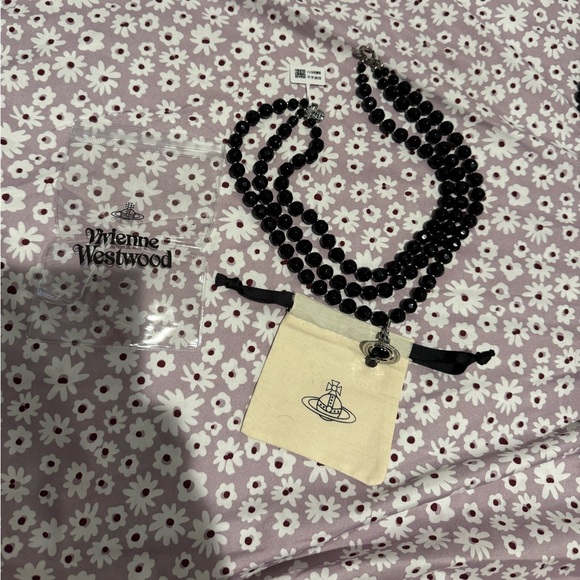 Vivienne Westwood Messaline Three Row Drop Choker - Picture 1 of 16